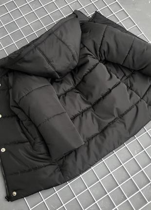 Зимове пальто реглан для хлопчика чорна матова плащівка3 фото