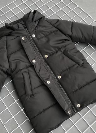Зимове пальто реглан для хлопчика чорна матова плащівка4 фото