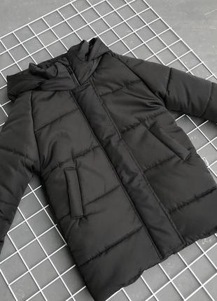 Зимове пальто реглан для хлопчика чорна матова плащівка6 фото