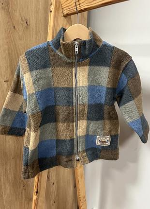 Дитячий флісовий светр в клітинку для хлопчика 86 92 тедді