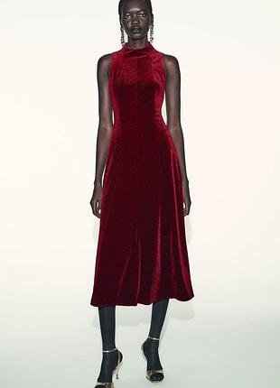 Червона сукня жіноча оксамитова zara new
