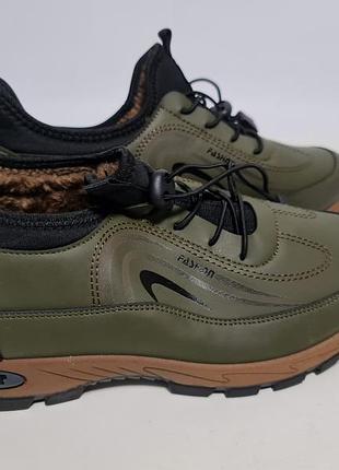 Новые мужские кроссовки зимние, оливковый цвет