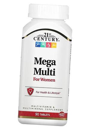 Мультивитамины для женщин, mega multi for women, 21st century 90таб (36440095)