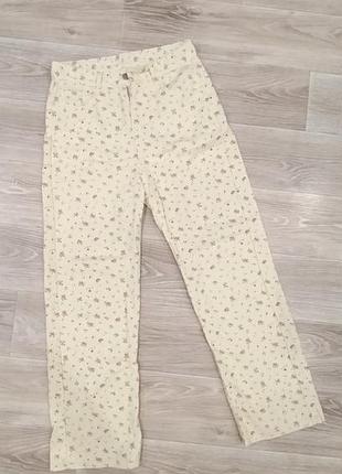 Джинсы женские стильные беж в цветок стильные коттон