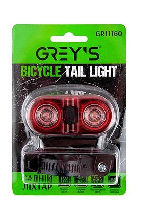 Фонарик задний на велосипед grey's 2xleds 1w влагозащищенный красный велосипедный светильник освещение ve-33