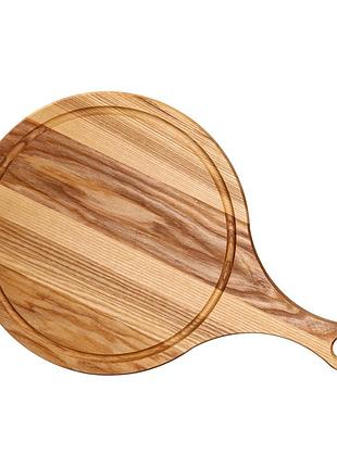Разделочная деревянная доска с круглым основанием 30 см ясень