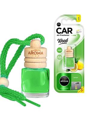 Ароматизатор aroma car wood lemon 6ml для автомобіля освіжувач повітря цитрусовий ароматизатор для машин ve-33