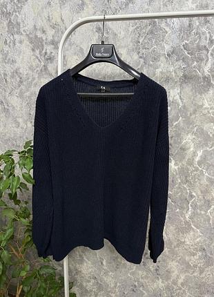 Светр жіночий вʼязаний темно-синій бавовняний светр c&a xl