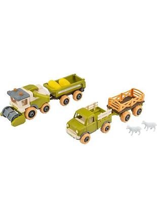 Игровой набор otamanko веселый хутор (комбайн с прицепом, грузовик с прицепом и овцы)