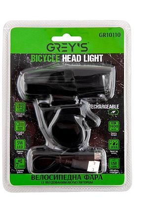 Фонарик на велосипед grey's led 1xcree xp-g 400lm 1400mah с креплением на руль светодиодная фара для ноч dm-11