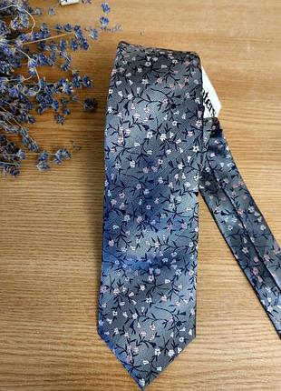 Галстук в цветочный принт шелк slaters
