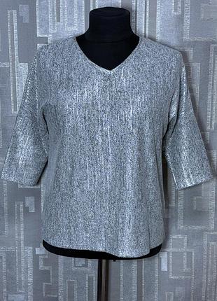 Кофта женская тепла 52-54 размер tu блестящая праздничная нарядная серебряная с рукавами реглан на новый год