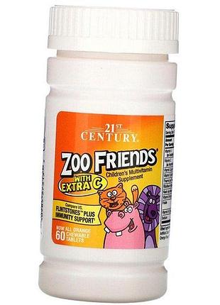 Детские витамины для иммунитета, zoo friends with extra c, 21st century 60таб апельсин (36440045)