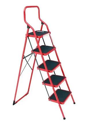 Стремянка intertool стальная / широкие прорезиненные ступени (5 ступеньки)