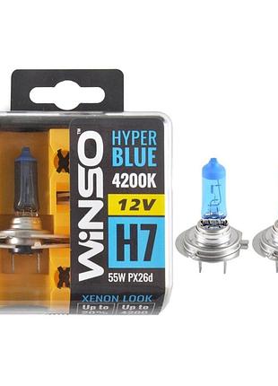Галогеновая лампа winso h7 12v 55w px26d hyper blue для авто и быта светодиодная лампа яркая 4200k ve-33