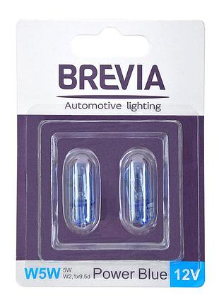 Лампа накаливания brevia w5w 12v 5w w2.1x9.5d голубая 2шт для авто освещение интерьера и экстерьера ve-33