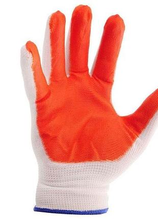 Перчатки рабочие стрейчевые оранжевые, в упаковке 12 пар в мешке 600 пар