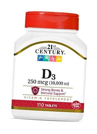 Вітамін д3, сильні кістки та підтримка імунітету, vitamin d3 10000, 21st century 110таб (36440068)