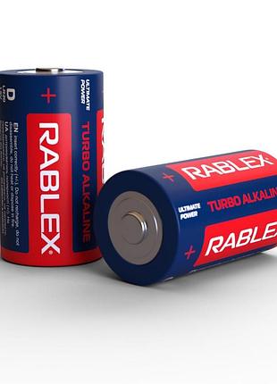Батарейка rablex lr20/d2/2pc, turbo, alkaline