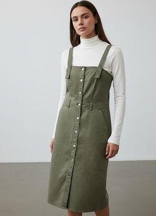 Джинсовий сарафан esprit на ґудзиках кольору хакі