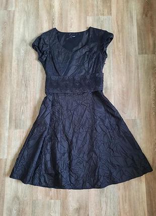 Нарядное винтажное платье в стиле 50-х пин-ап пинап ретро рокабилли миди черное мозаик mosaic р.38 приталенное а-силуэт расклешеное вечернее