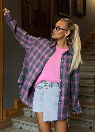 Рубашка сорочка фланель клетка