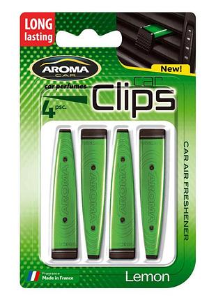 Ароматизатор aroma car clips lemon 4x5g для автомобіля ароматизатор для вентиляції лимонний аромат dm-11