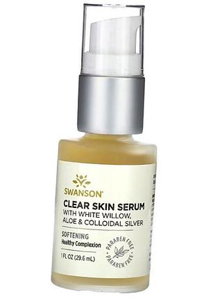 Сироватка для шкіри, clear skin serum with white willow, aloe and colloidal silver, swanson 29мл (43280028)