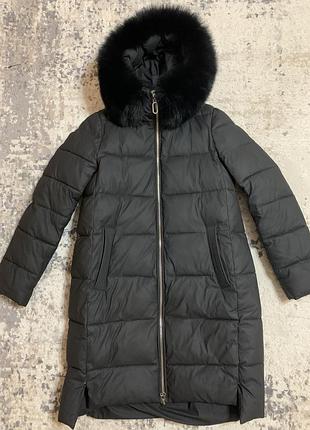 Зимова куртка тепла натуральне хутро жіноча