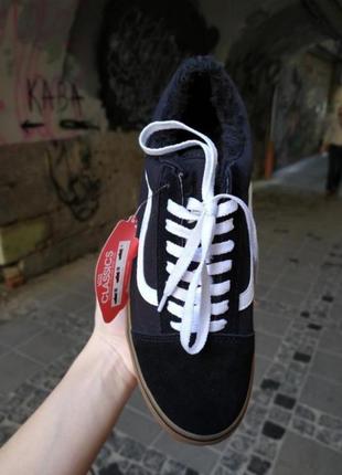 Vans old skool winter black/white/gum кеди утеплені стильний львів2 фото