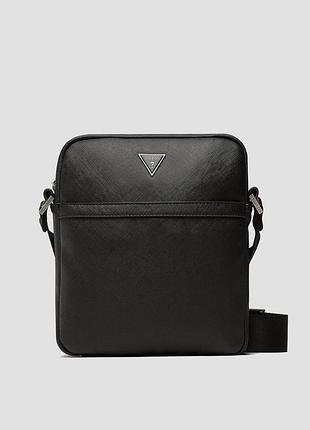 Плоская мужская сумка guess certosa saffiano smart hmecsa p3158 black