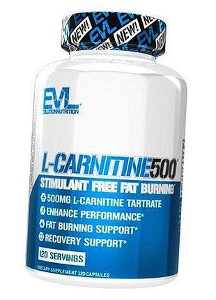 Л карнитин тартрат для похудения, l-carnitine 500 caps, evlution nutrition 120капс (02385004)