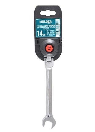 Ключ комбинированный molder 14мм с трещоткой карданом cr-v гаечный ключ для авто механика инструмент ve-33
