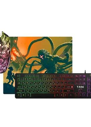 Комплект клавиатура и мышь defender tark c-779 проводные с rgb-подсветкой для игр и работы мембранные dm-11