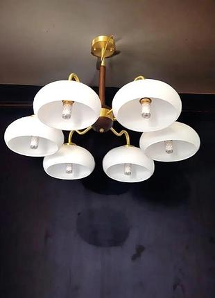 Светодиодная люстра примула 5040 золотая 6 плафонов для дома освещение потолочная люстра светильник dm-11