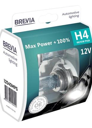 Галогеновая лампа brevia h4 12v 60/55w p43t max power +100% s2 для авто головное освещение фары замена dm-11