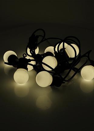 Гирлянда белый шарик white hot, 10шт, 5 метров, черная изоляция, box