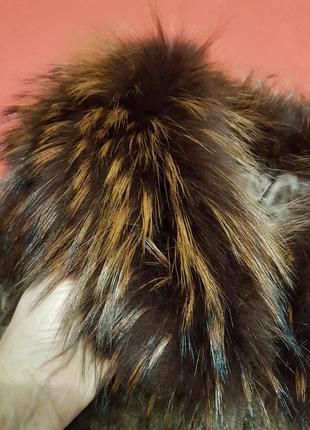 Натуральний кожушок дублянка з овчини з хутряним коміром7 фото