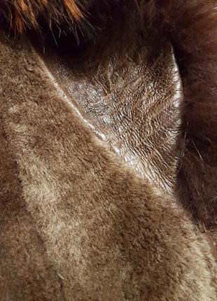 Натуральный полушубок дубленка из овчины с меховым воротником8 фото