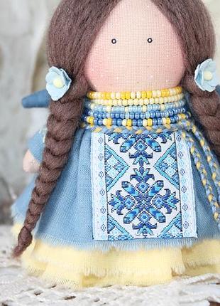 Украиночка. кукла ручной работы в голубо-желтом платья