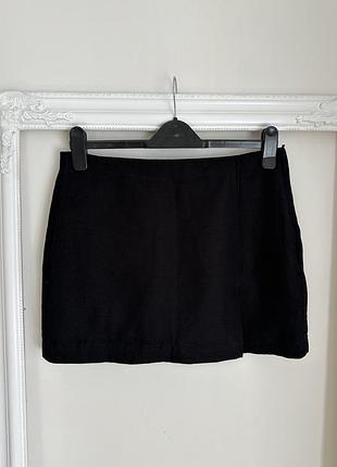 Чорна спідниця міні льняна h&m