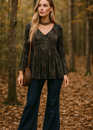 Сатинова вільна блуза odd molly у богемному стилі