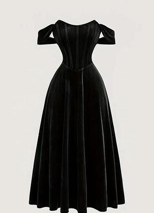 Бархатное велюровое готическое длинное платье в винтажном стиле имитация корсета