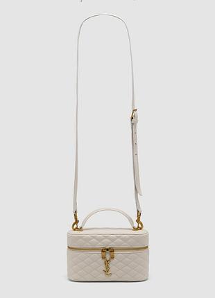 Сумка жіноча yves saint laurent gaby vanity leather shoulder bag cream 18 х 10.5 х 6.5 натуральна шкіра молочна трендова