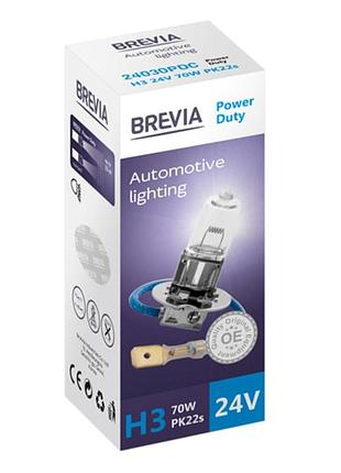 Галогеновая лампа brevia h3 24v 70w pk22s для автомобилей замена штатного освещения авто фара галогенова ve-33