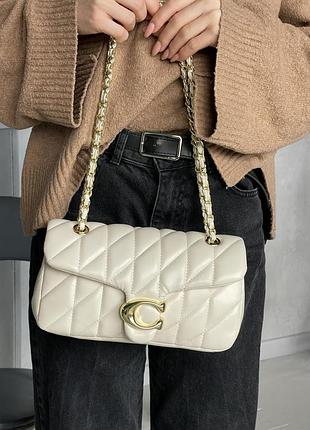 Женская сумка клатч coach butik молочный коуч на плечо