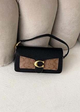 Женская сумка coach tabby черно-бежевый структурная коуч через плечо