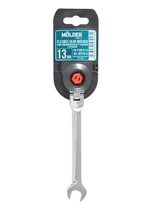 Ключ комбинированный molder с трещоткой и карданом 13мм cr-v для авто механический инструмент гаечный кл dm-11