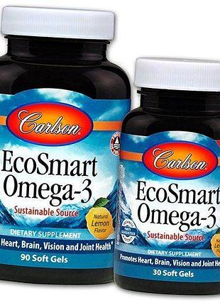 Норвежское масло каламари, омега 3, ecosmart omega-3, carlson labs 120гелкапс лимон (67353009)