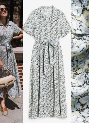 Нежное вискозное миди макси платье рубашка h&m